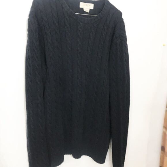 J . CREW Cable Knit Blue Sweater Size‎ L - Picture 2 of 8
